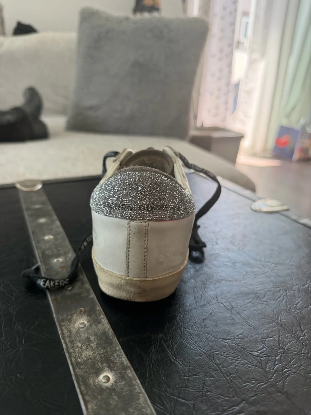 Golden Goose White Leather Super-Star Sneaker with Swarovski Crystal